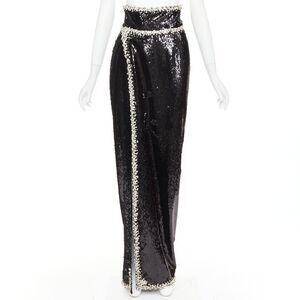 rare ALEXANDRE VAUTHIER COUTURE 2021 black silver crystal sequin maxi skirt